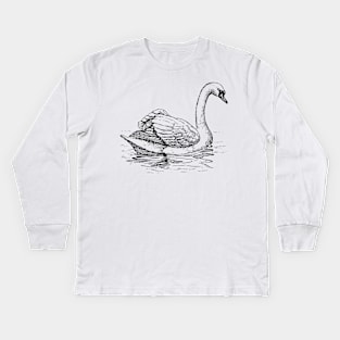 Swan Rough Design Kids Long Sleeve T-Shirt